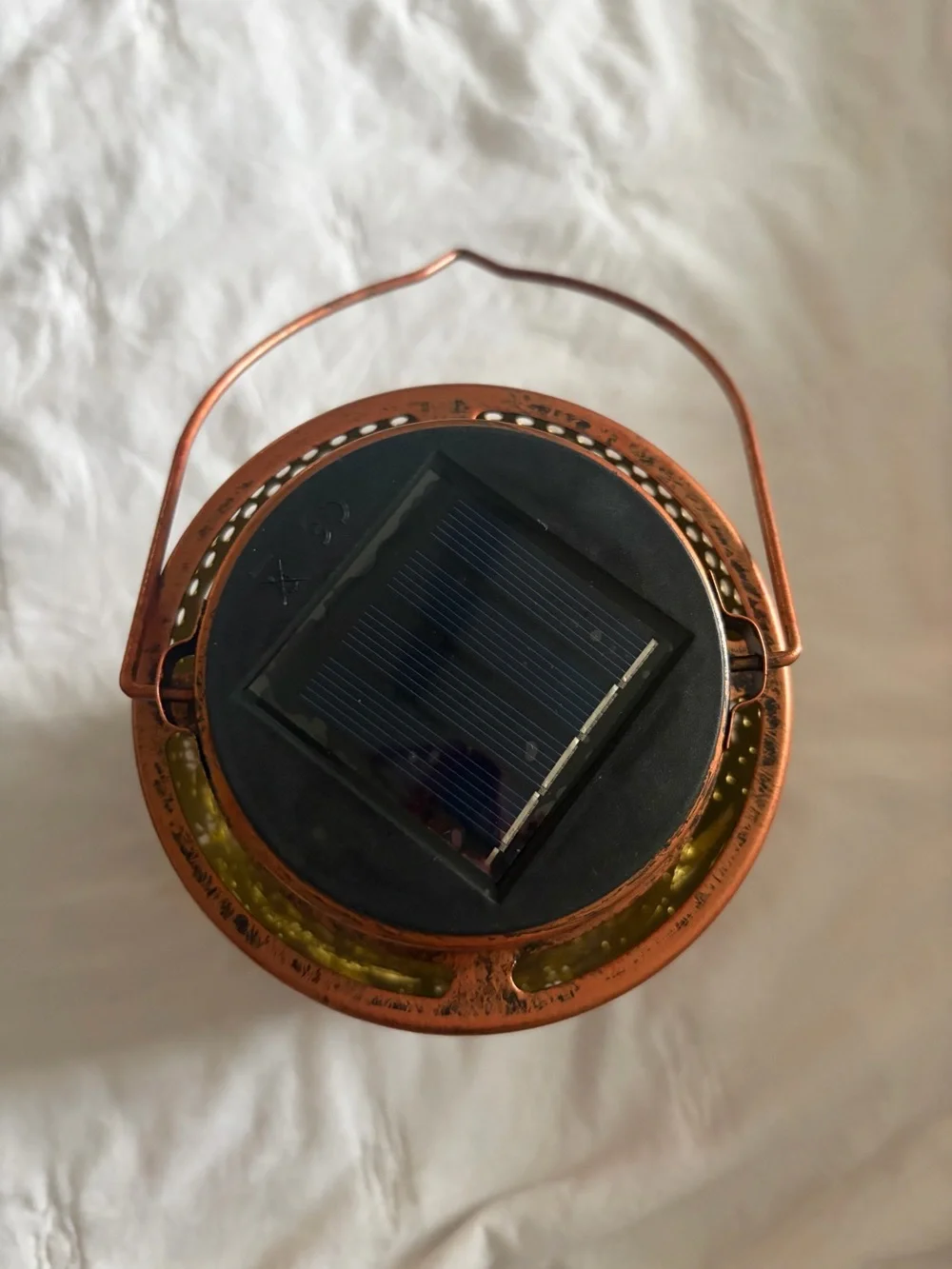 Brand New Copper-Tone Floral & Bird Metal LED Lantern